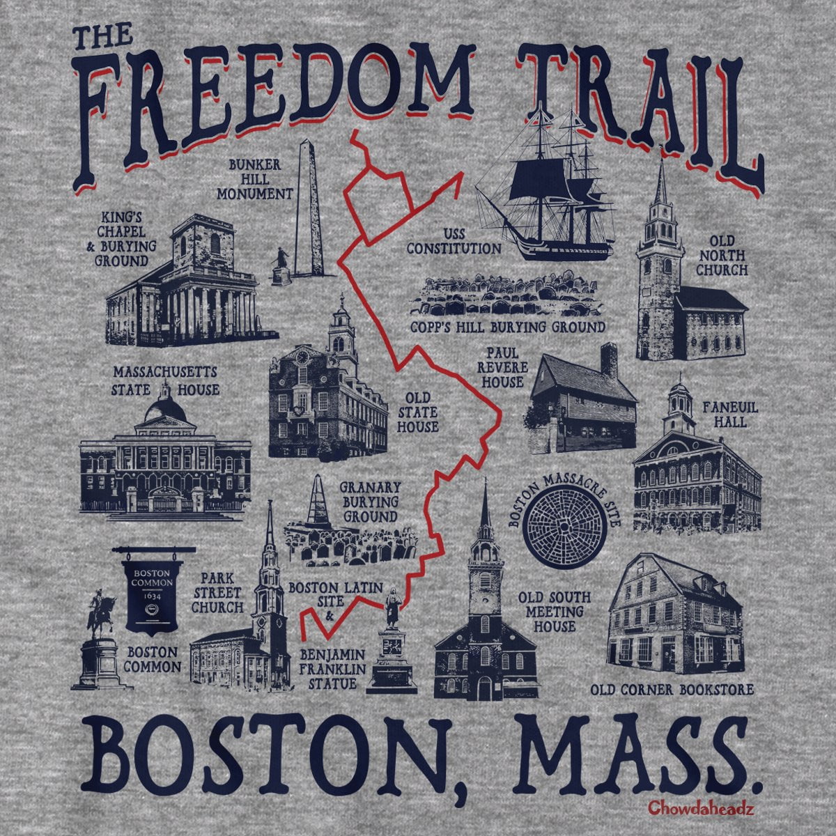 Boston Freedom Trail Sites T-Shirt product image 2