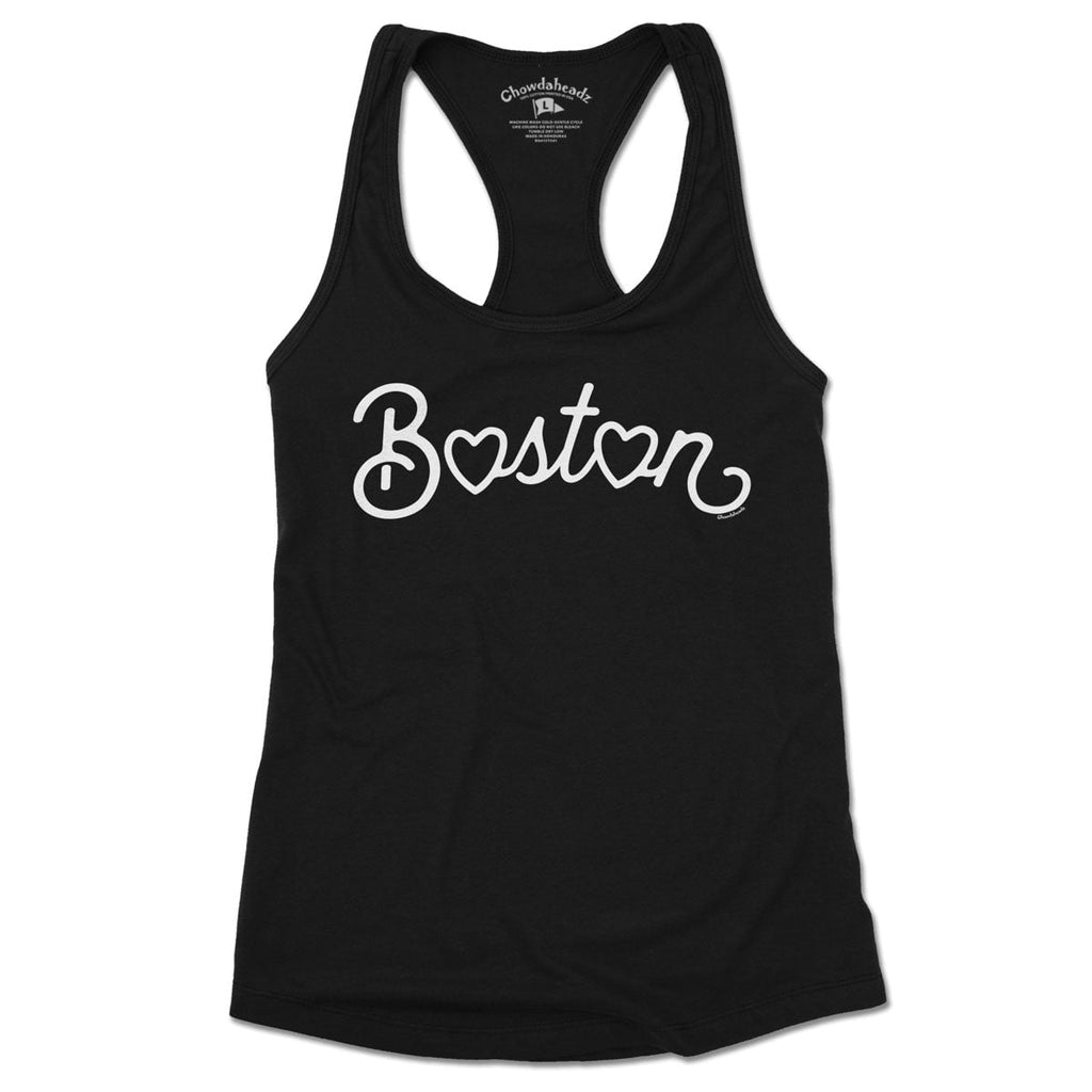 Boston Heart Script Ladies Tank Top (13 Colors)