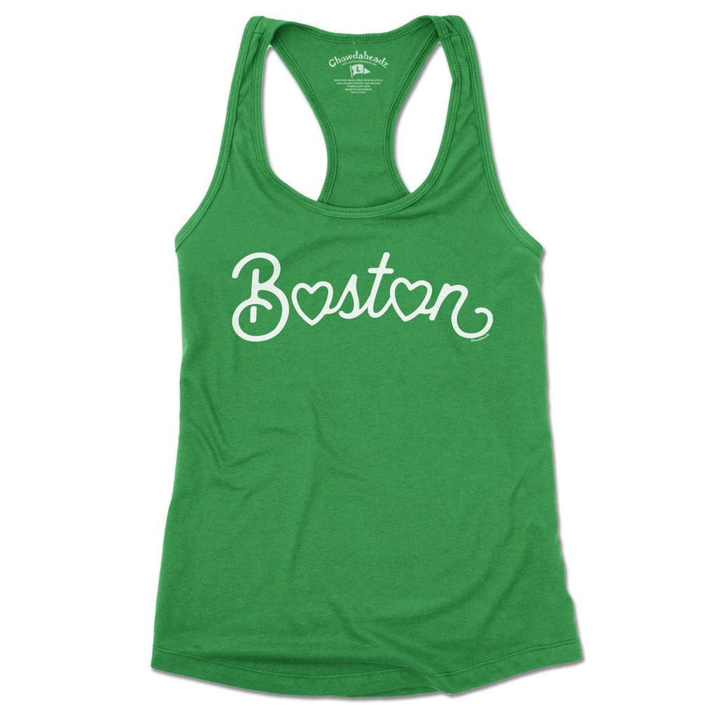 Boston Heart Script Ladies Tank Top (13 Colors)