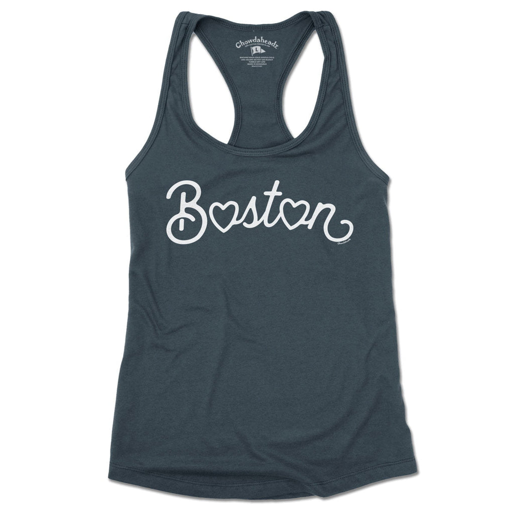 Boston Heart Script Ladies Tank Top (13 Colors)