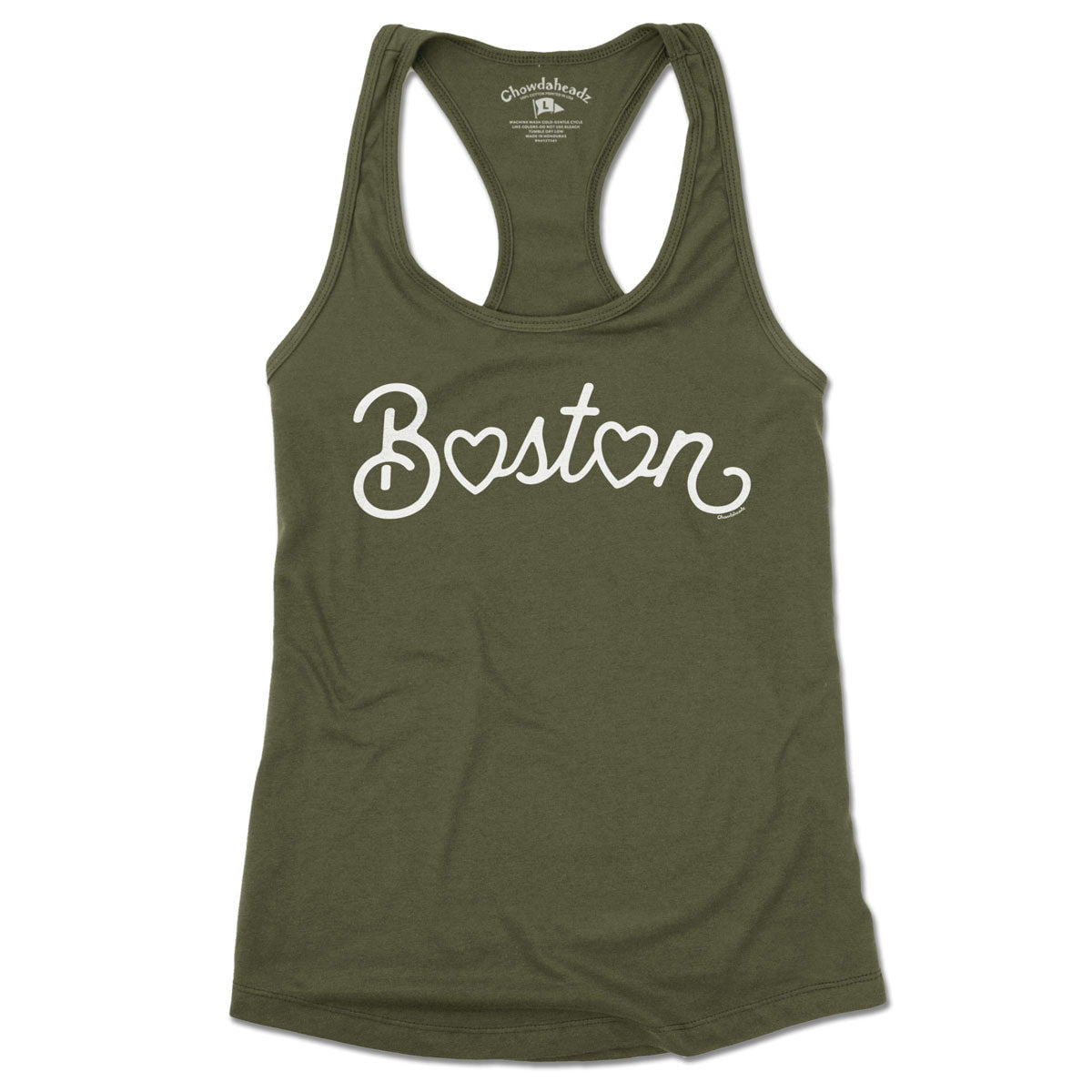 Boston Heart Script Ladies Tank Top (13 Colors)