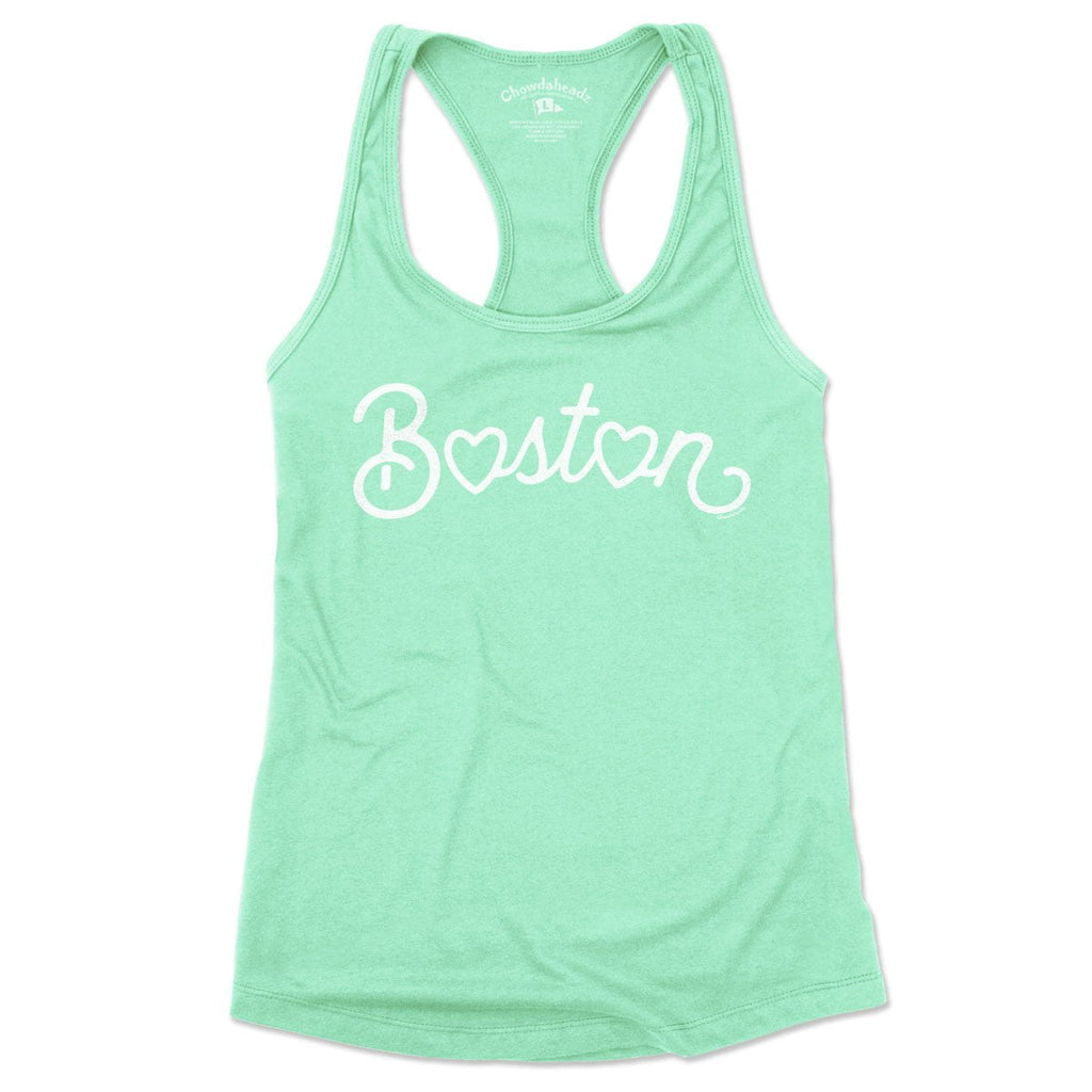 Boston Heart Script Ladies Tank Top (13 Colors)