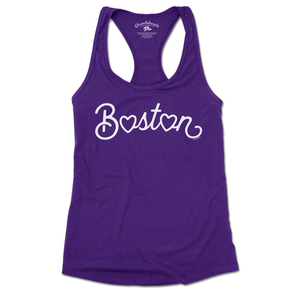 Boston Heart Script Ladies Tank Top (13 Colors)