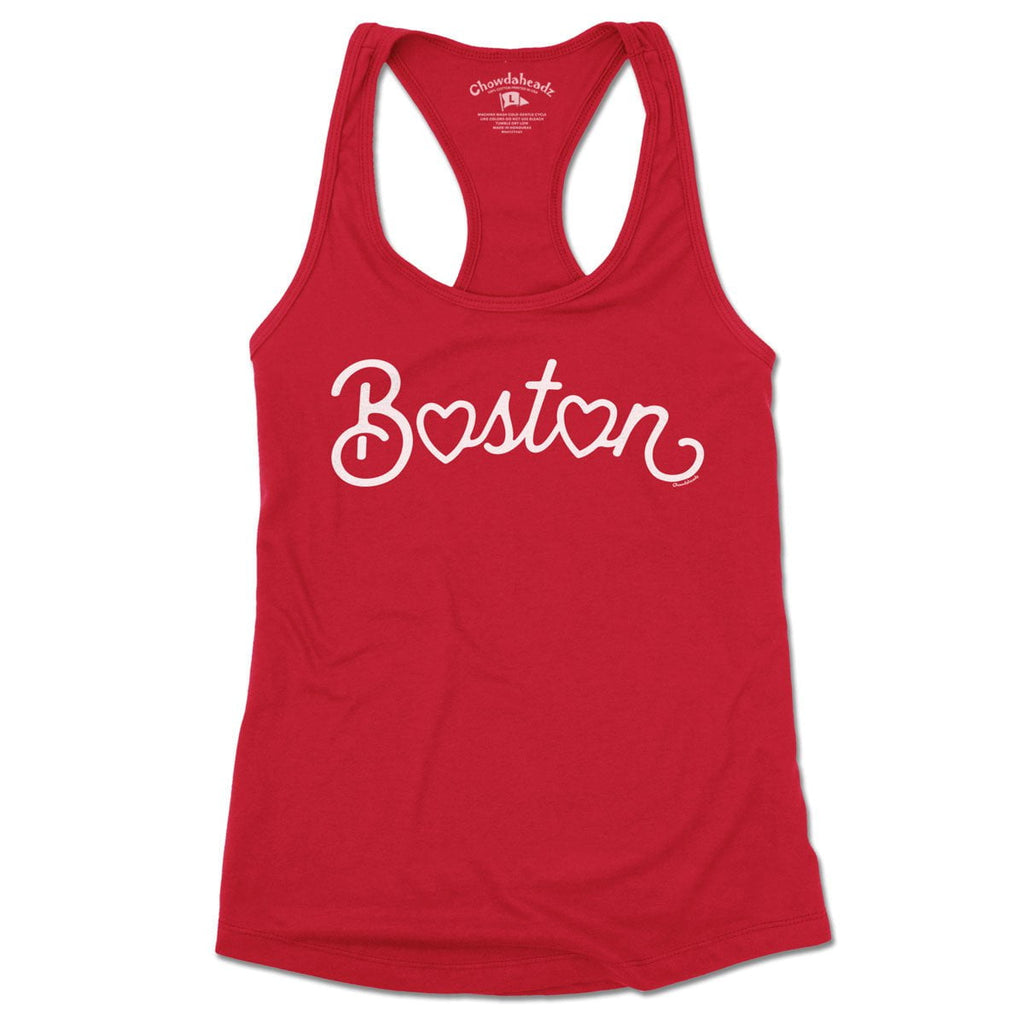 Boston Heart Script Ladies Tank Top (13 Colors)