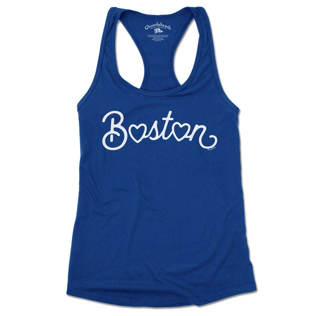 Boston Heart Script Ladies Tank Top (13 Colors)