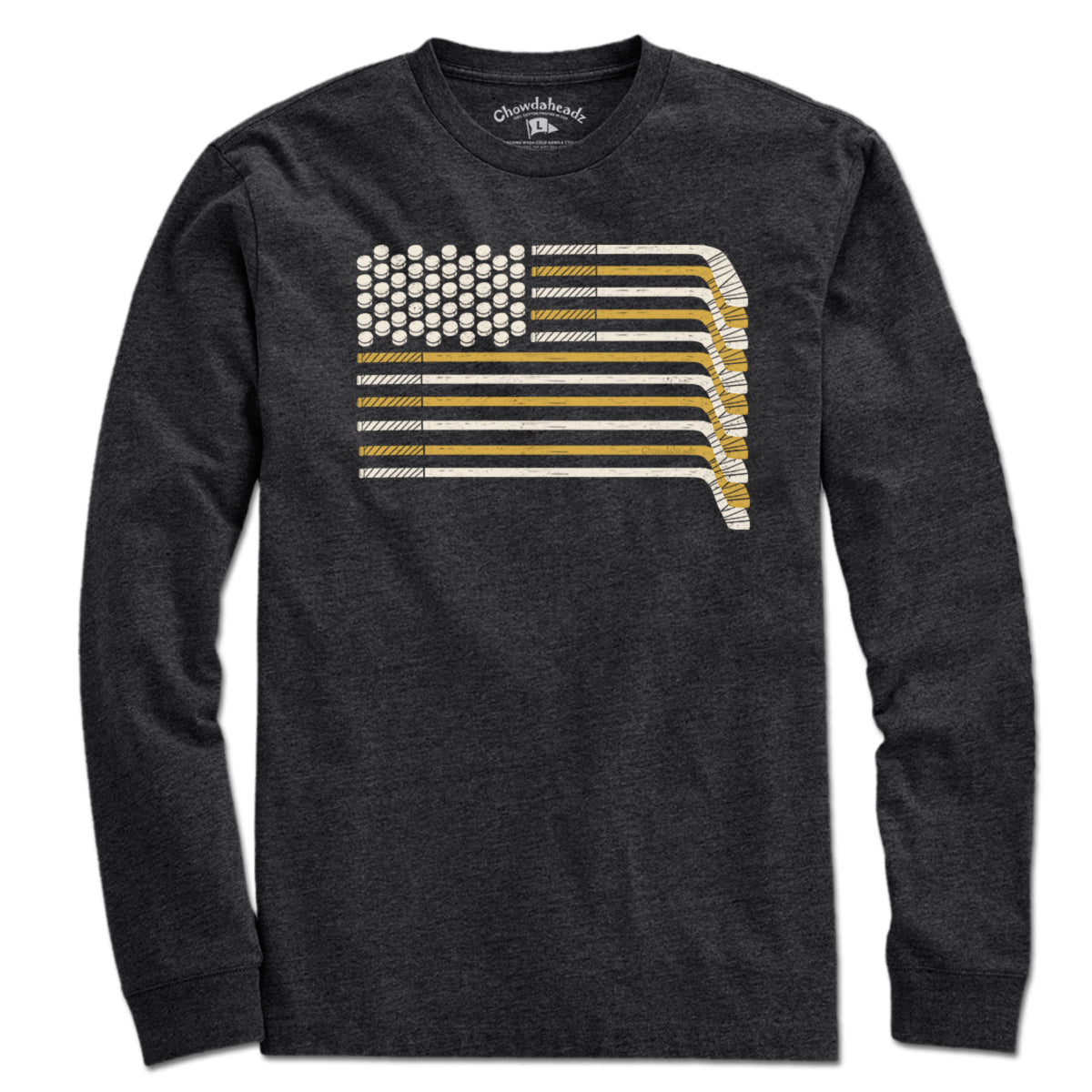Black & Gold Boston Hockey Flag T-Shirt product image 3