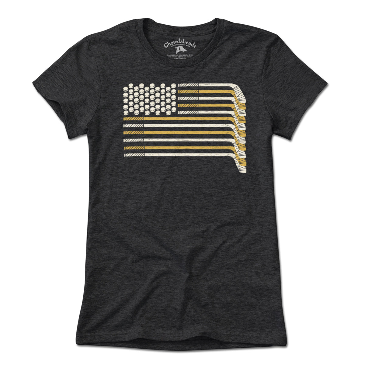 Black & Gold Boston Hockey Flag T-Shirt product image 4