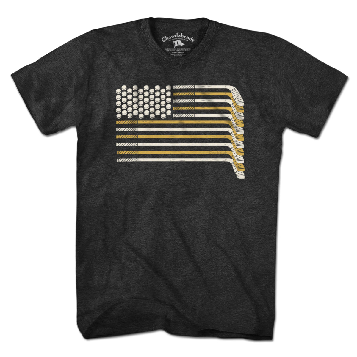 Black & Gold Boston Hockey Flag T-Shirt product image 1