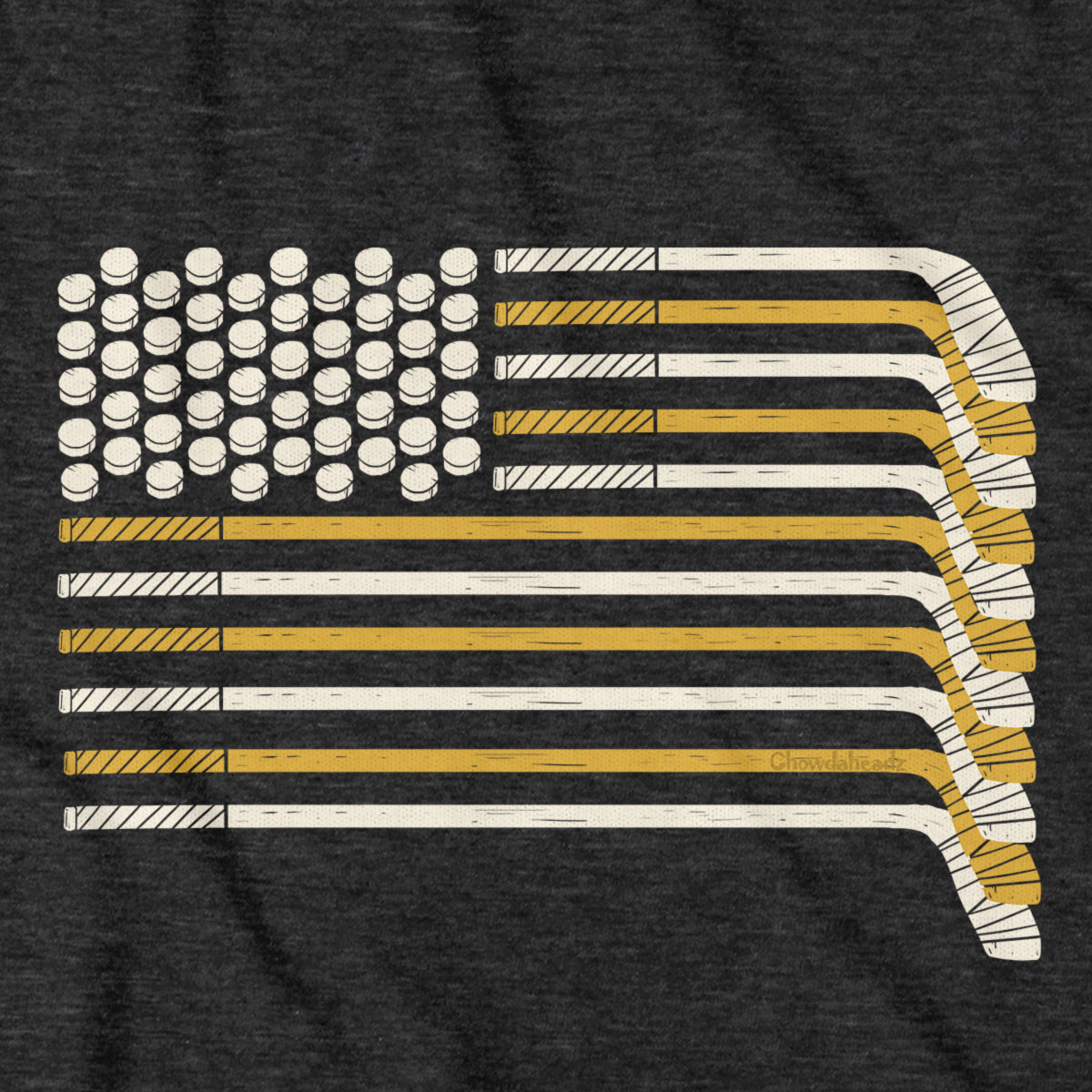 Black & Gold Boston Hockey Flag T-Shirt product image 2
