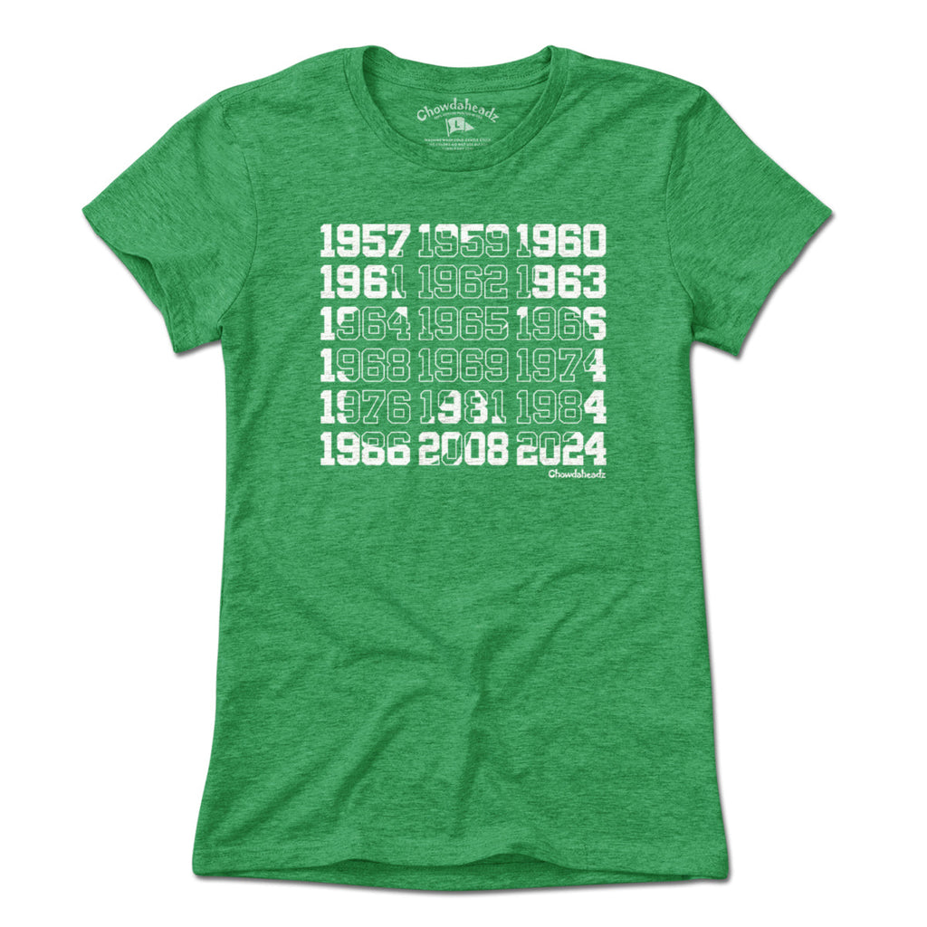 Boston Basketball Championship Dates Shamrock T-Shirt product image 8
