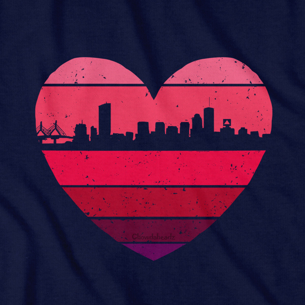 Boston Heart Retro Skyline T-Shirt product image 2