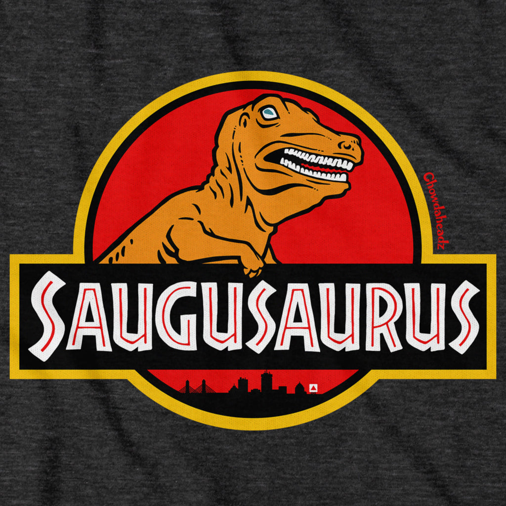 Saugusaurus Orange Dinosaur Logo T-Shirt product image 2