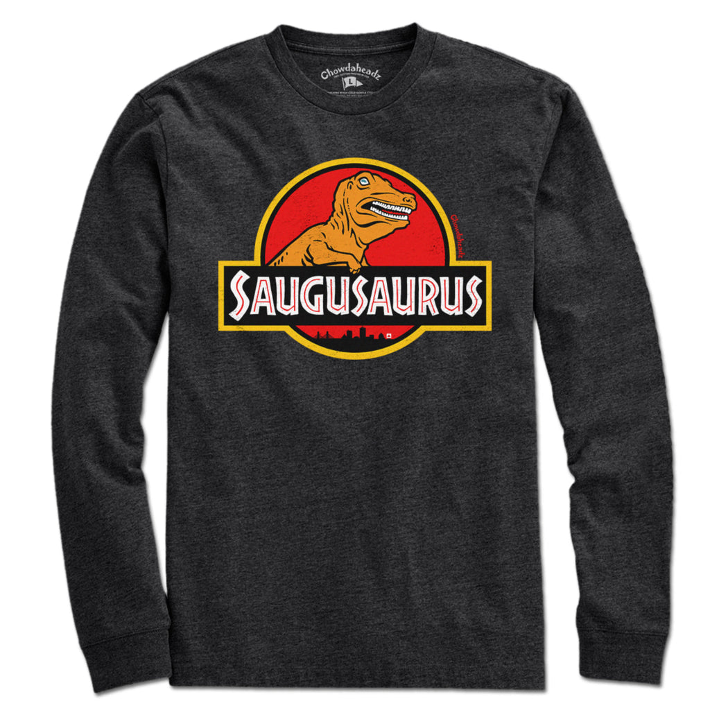 Saugusaurus Orange Dinosaur Logo T-Shirt product image 3