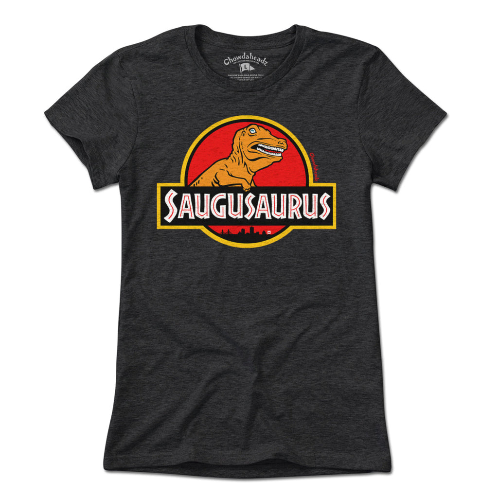 Saugusaurus Orange Dinosaur Logo T-Shirt product image 4
