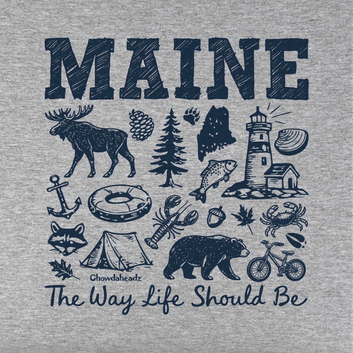Maine Sketched Icons Youth Hoodie product image 2