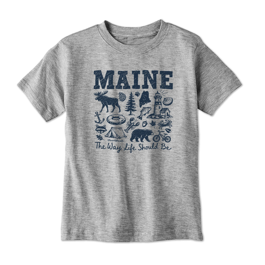 Maine Sketched Icons Youth T-Shirt product image 1