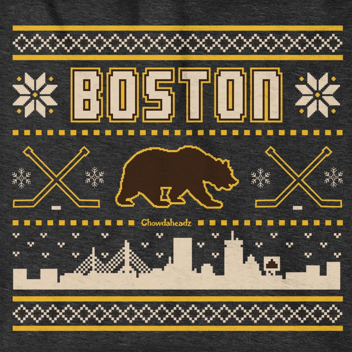 Boston Black & Gold Holiday Sweater Hoodie product image 2