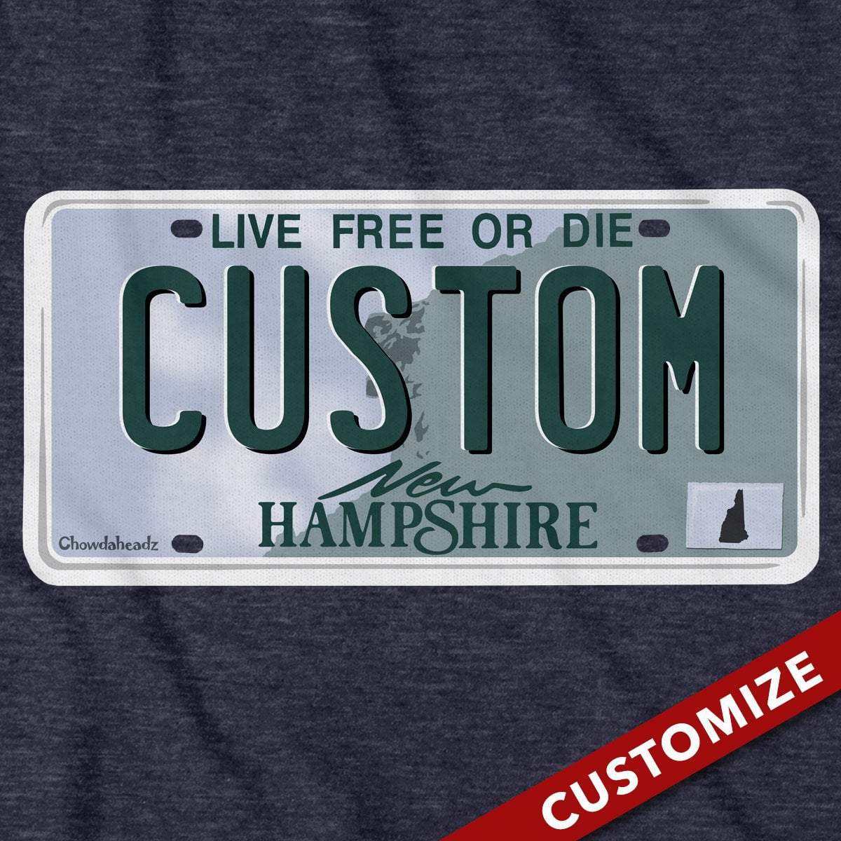 Custom New Hampshire License Plate T-Shirt product image 2