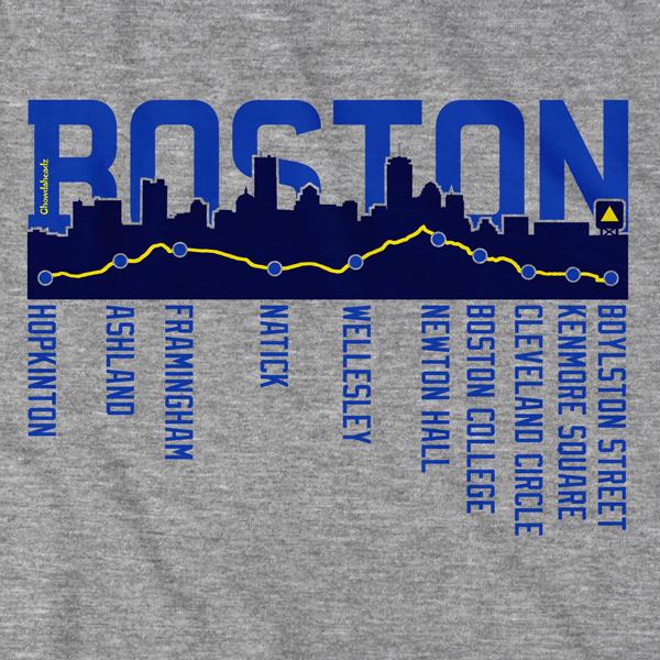Boston Skyline Run Route T-Shirt product image 4