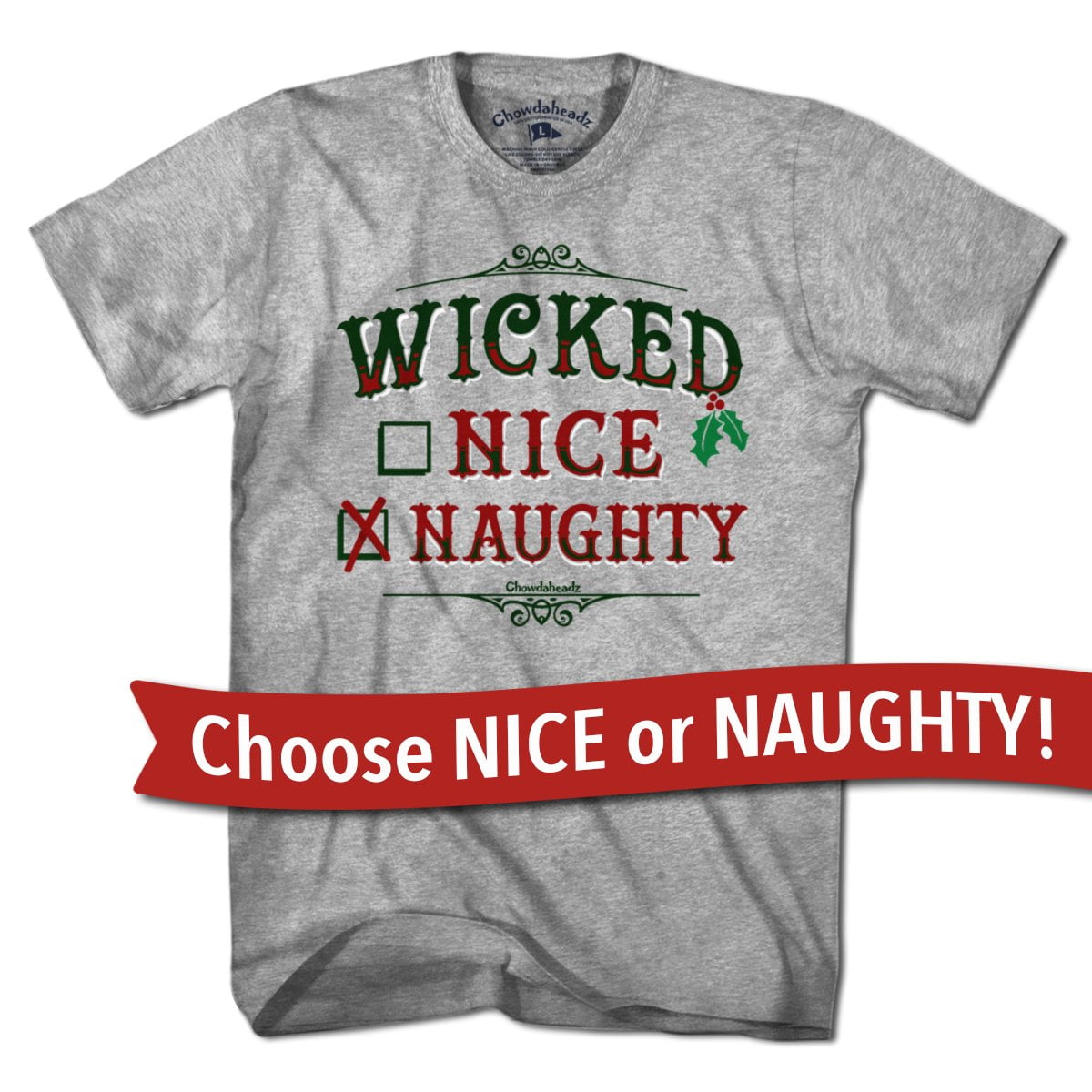 Wicked Nice/Naughty Checklist Holiday T-Shirt product image 2