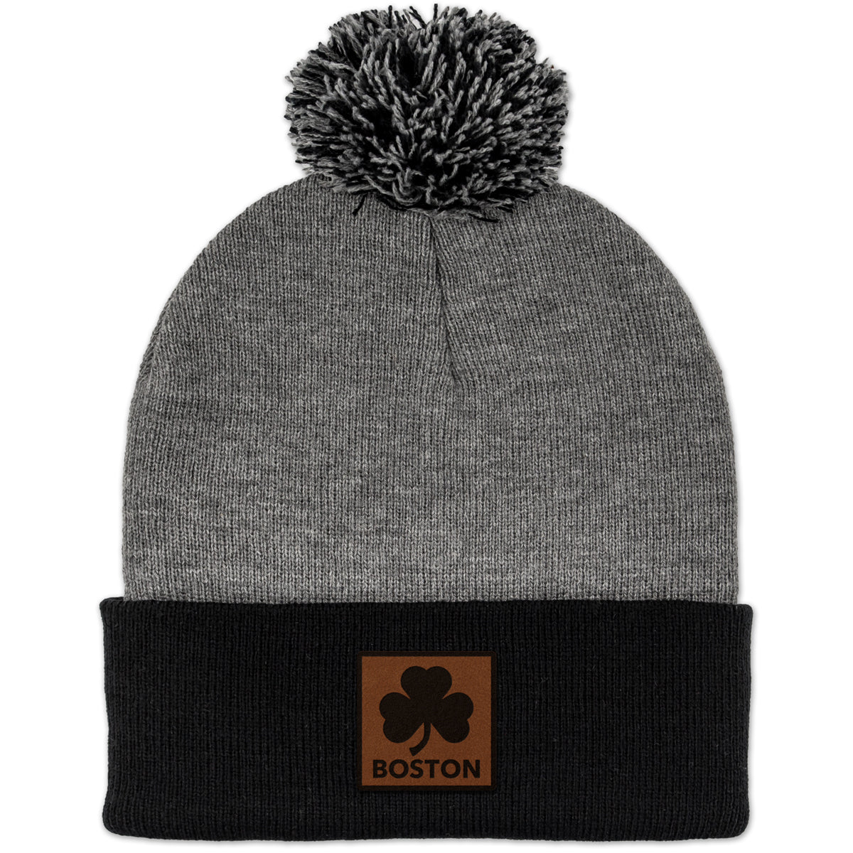 Boston Shamrock Leather Patch Two Tone Knit