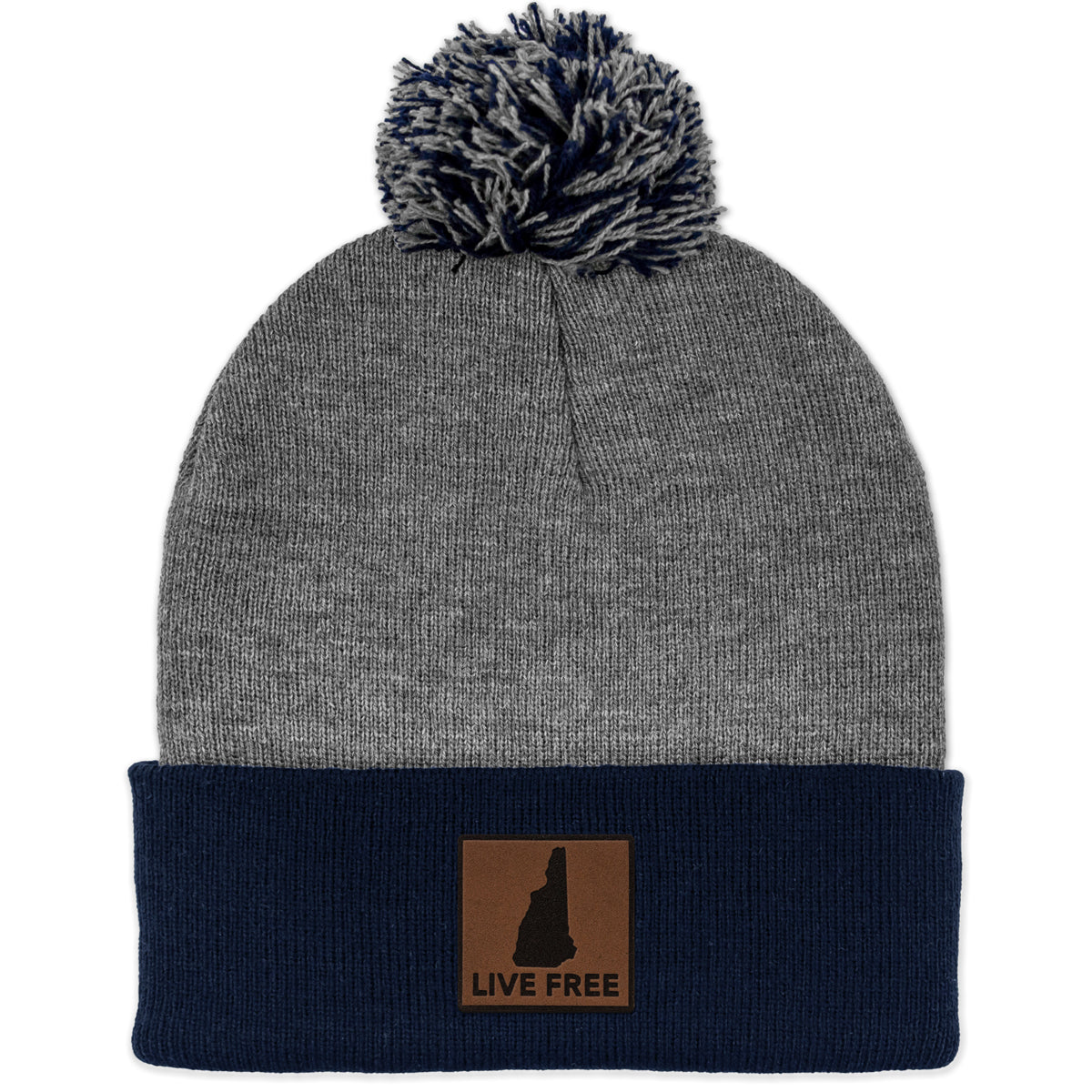 Live Free New Hampshire Leather Patch Two Tone Knit