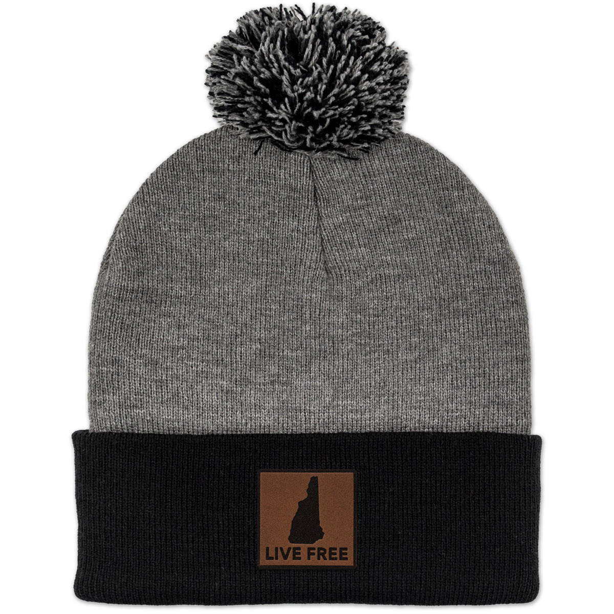 Live Free New Hampshire Leather Patch Two Tone Knit
