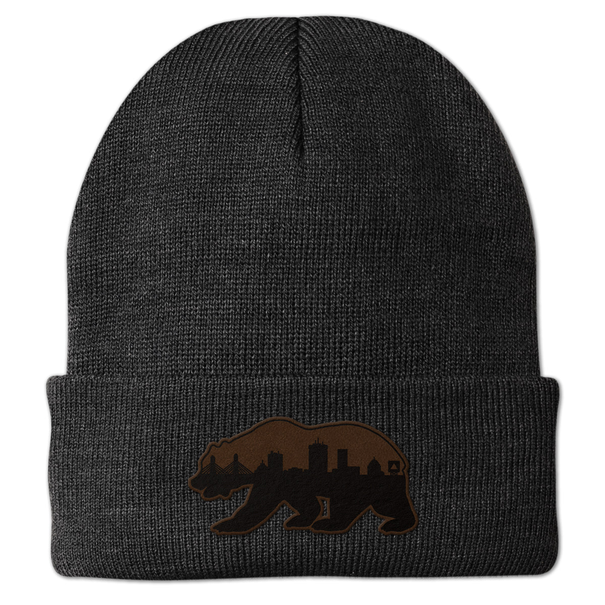 Boston Bear Skyline Leather Patch Cuff Knit
