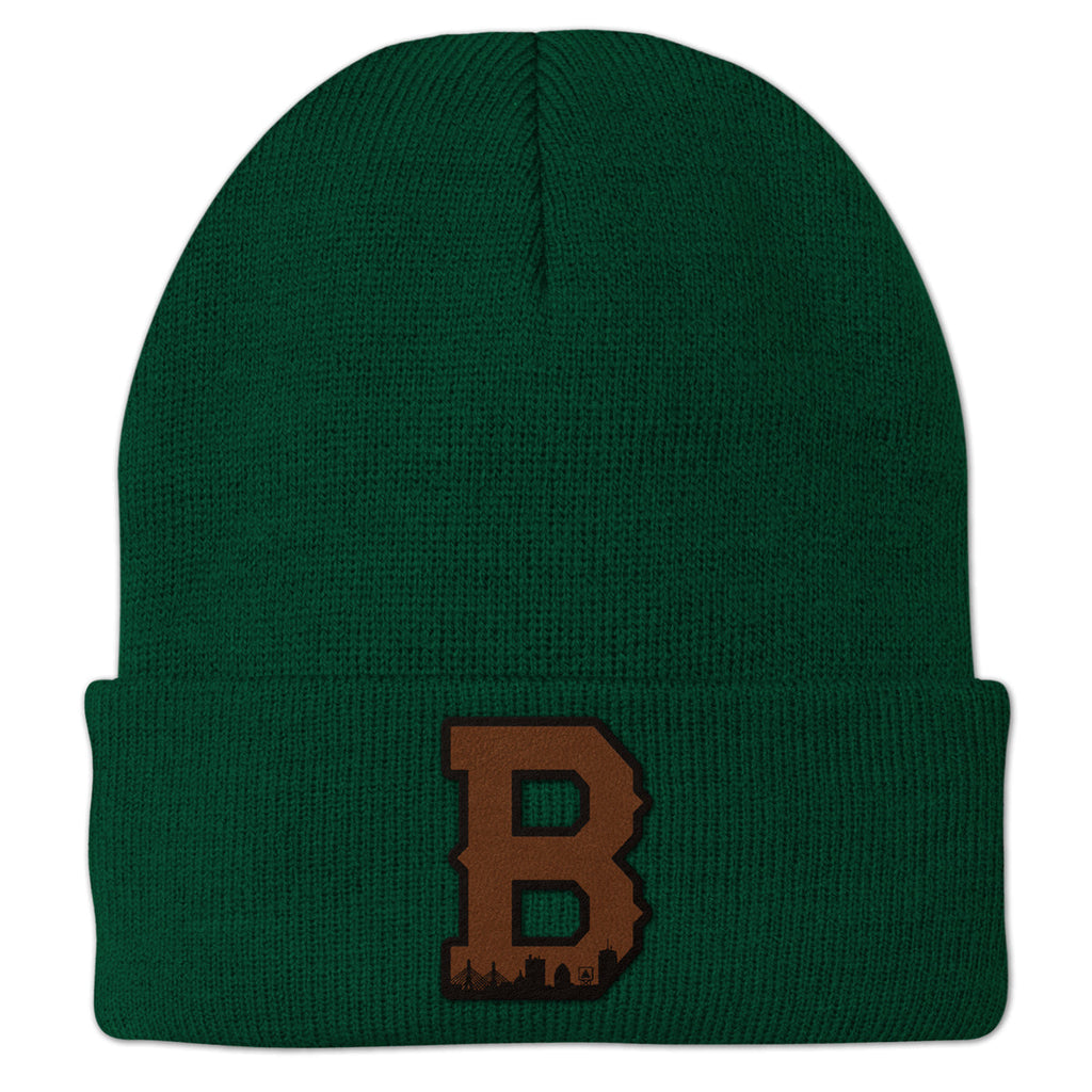 Boston B Skyline Leather Patch Cuff Knit