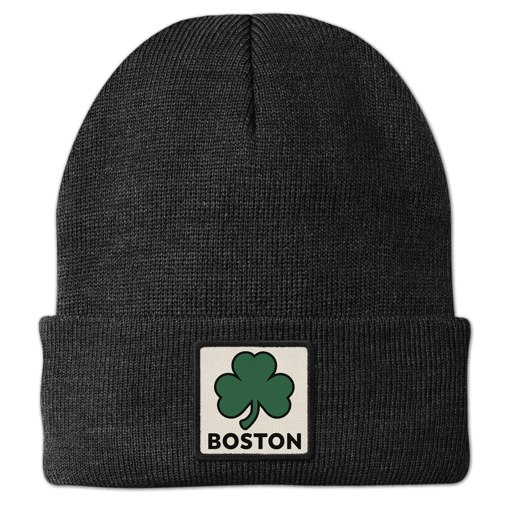 Boston Shamrock Printed Patch Cuff Knit