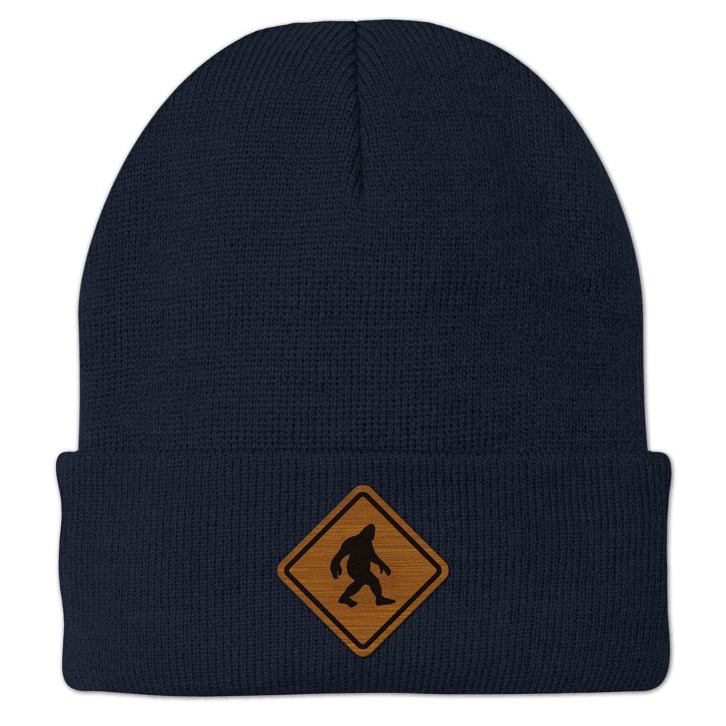 Bigfoot Crossing Sign Wood Grain Patch Cuff Knit