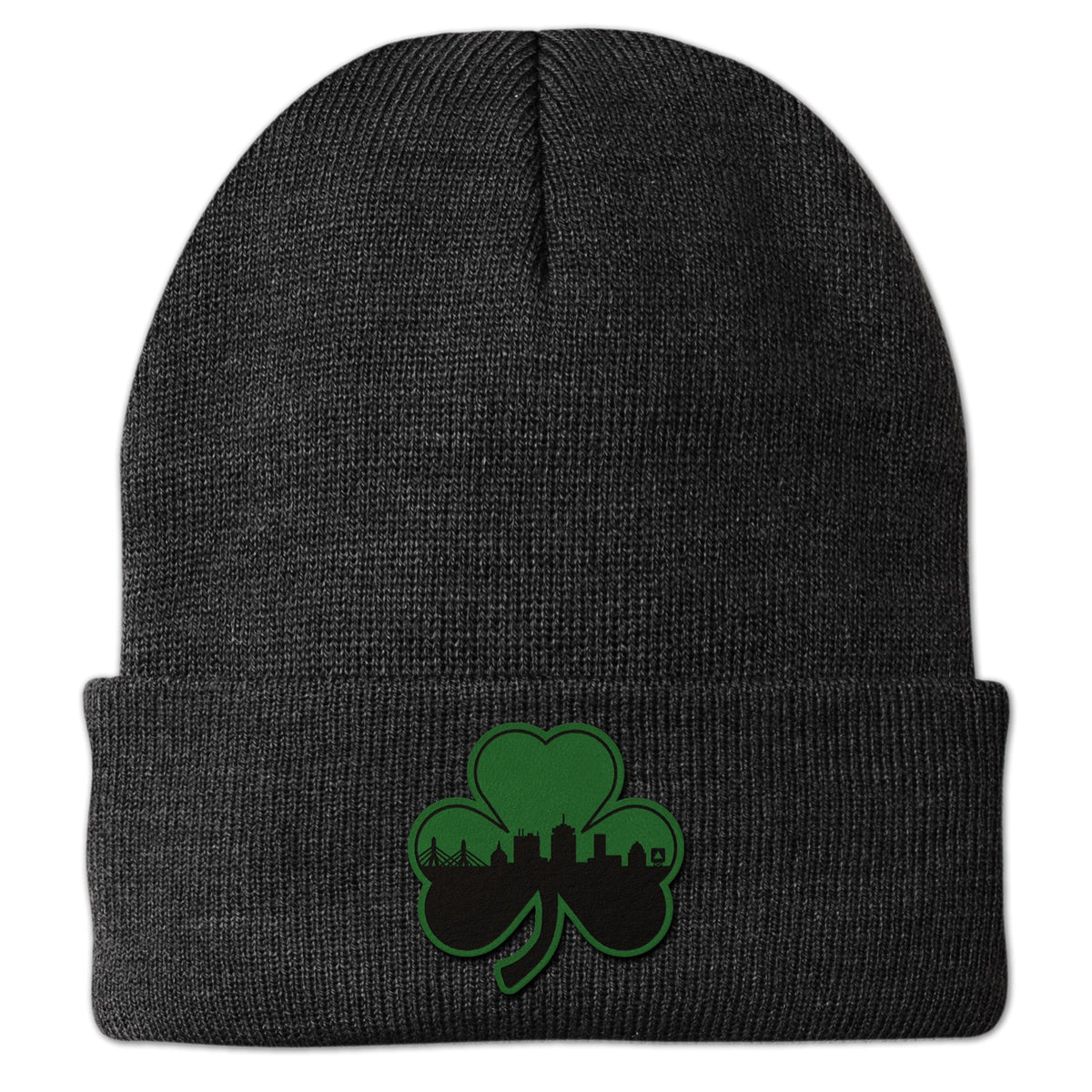 Green Tonal Shamrock Boston Skyline Cuff Knit