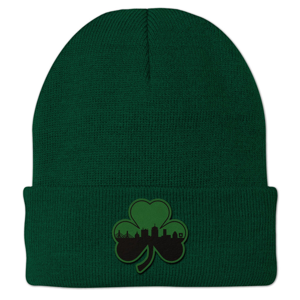 Green Tonal Shamrock Boston Skyline Cuff Knit