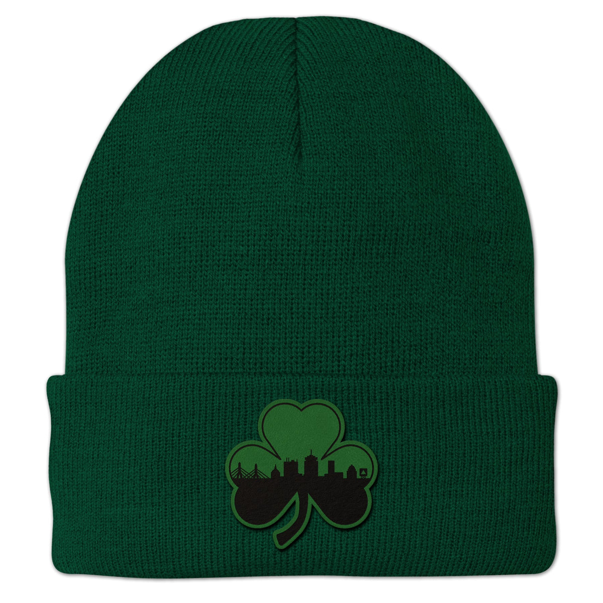 Green Tonal Shamrock Boston Skyline Cuff Knit