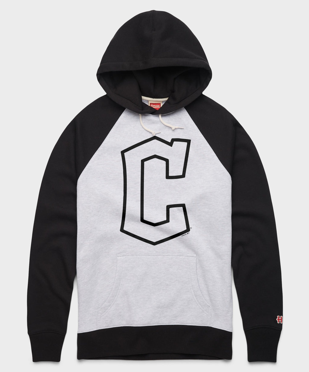 Cleveland Guardians Cap Logo '22 Blackout Colorblock Hoodie