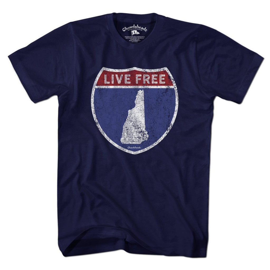 Live Free New Hampshire Highway Sign T-Shirt product image 1